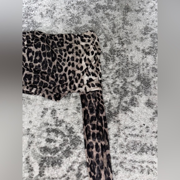 Urban Outfitters Leopard Mesh Strapless Tie Top Brown Black Size Medium - Picture 3 of 4